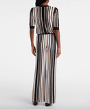 Striped cotton-blend straight pants