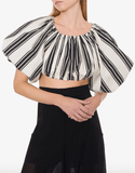 Cotton and nylon striped crop top