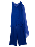 cape-detail jumpsuit in electric blue