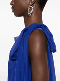 cape-detail jumpsuit in electric blue