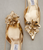 Gold Liquid Metal Leather Slingbacks