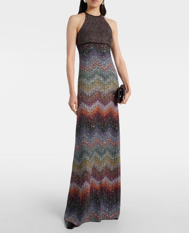 Caperdoni Long halter-neck dress