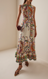 Long Cotton Dress with placed floral paisley print