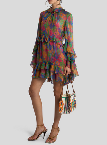 Silk Mini Dress with ruffles