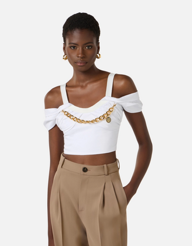 Stretch cotton top with necklace