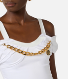 Stretch cotton top with necklace