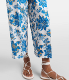 Trousers with blue and yellow floral print