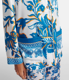 Shirt with blue and yellow floral print