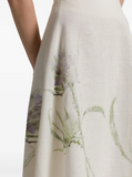 Linen skirt with thistle print