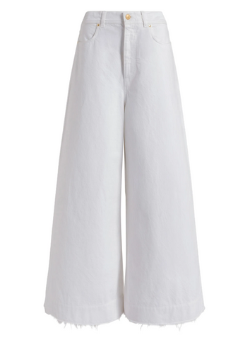 Dyed Denim Trousers in white