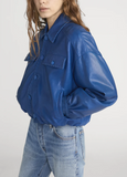 Leather bubble blue jacket