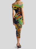 Fitted V-Neck midi dress
