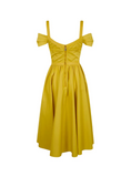 Stretch cotton dress with jewel chain