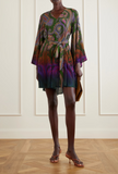 Mini dress with belt and degradé paisley motif