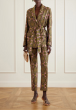 Jacquard trousers with floral medallion motif
