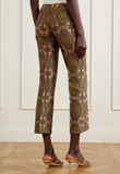 Jacquard trousers with floral medallion motif