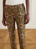 Jacquard trousers with floral medallion motif