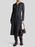 Jacquard midi shirt dress