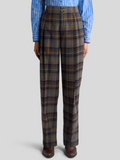 Stretch wool trousers with check motif