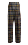 Stretch wool trousers with check motif