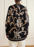 Jacquard-knit wool cardigan