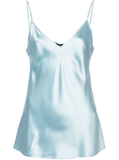 V-neck silk top in blue