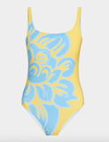 Yellow and blue floraml swimsuit
