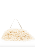 fringed clutch bag in white