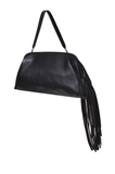 fringed clutch bag in black