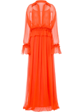 ruffle-detailed maxi dress in orange