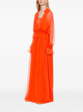 ruffle-detailed maxi dress in orange