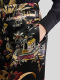 Envers satin trousers with flower and animal motif