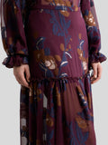 Silk maxi skirt with flowers print