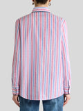 Pink and blue striped cotton shirt