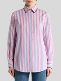Pink and blue striped cotton shirt