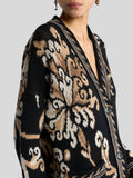 Jacquard-knit wool cardigan