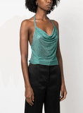 crystal-embellished halterneck vest